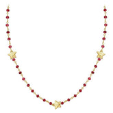 CHG-198-GA-18" 18K Gold Overlay Necklace With Garnet Beads Bali Designs Inc